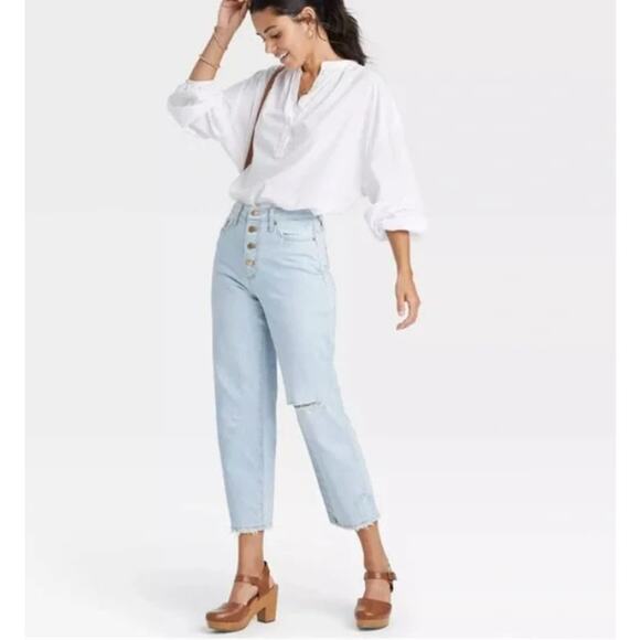 NWT Universal Thread Straight Leg Vintage Stretch High Rise Jeans 14 Long Tall - Picture 3 of 10